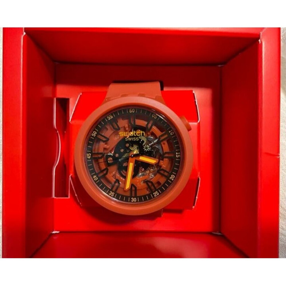 Large Red Swatch Watch Unisex/Men's "Open Hearts" - Picture 8 of 9